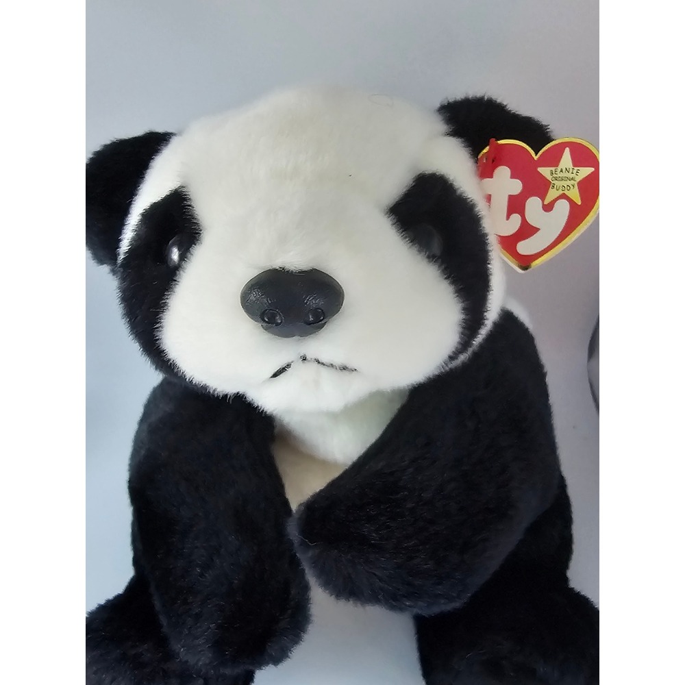 Ty Beanie Buddy Peking the Panda Black White Plush Stuffed Animal 1998 9310